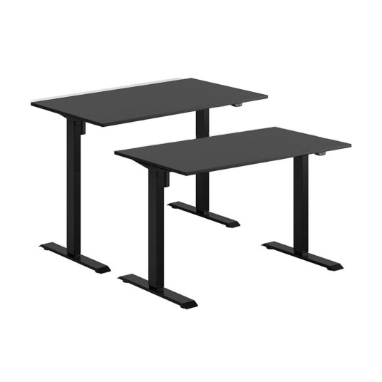 Design Studio Høydejusterbart Elektrisk Skrivebord, Svart Stativ, Svart Bordplate, 10 Størrelser