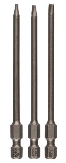 Bosch 3-delers skrutrekkerbits-sett, ekstra hard T8; T10; T15; 89 mm