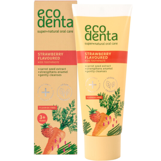 Naturlig Hydroxyapatite Barnetannkrem ECODENTA Kids Strawberry fra 3 år 75 ml