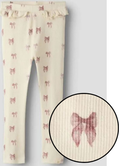 Lil`Atelier Leggings m. rysjer "GAVO" Turtledove Bow Lil`Atelier Leggings m. rysjer "GAVO" Turtledove Bow