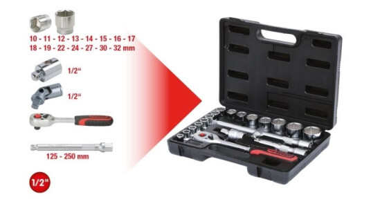 Ks Tools 911.0620, Støpselsett, 1/2", 20 Hoder, Kromvanadiumstål, 3,3 Kg