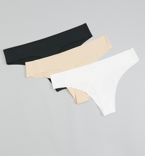 LEVITY 3-pack Invisible Thong Black/White/Sand - L