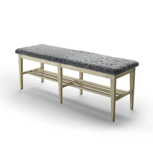 Oscarssons Möbel Nadja benk 130 cm Grå oljet ask/safeskinn lysegrå Oscarssons Möbel Nadja benk 130 cm Grå oljet ask/safeskinn lysegrå