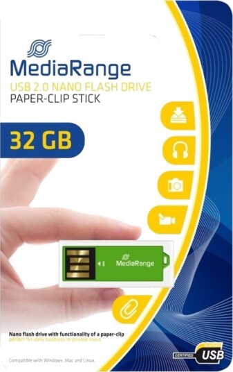 Mediarange Nano Usb-Flashstasjon 32 Gb Usb 2.0 Grønn