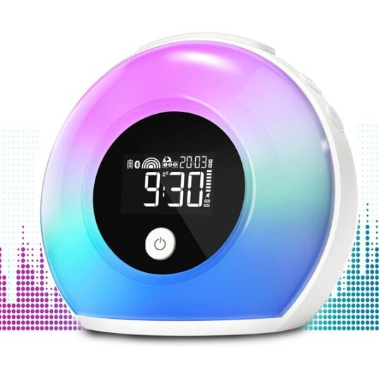 Vekkerklokke med lys og Bluetooth høyttaler nattlys for barn,