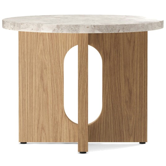 Audo Copenhagen Androgyne sidebord Ø 50 cm base i eik Kunis Breccia-bordplate