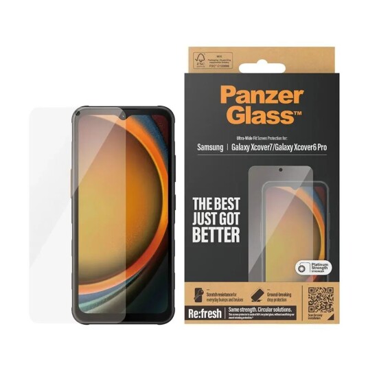 PanzerGlass Ultra Wide Fit Skjermbeskyttelse for Samsung Galaxy Xcover 7 / Xcover 6 Pro - Gjennomsiktig Glass