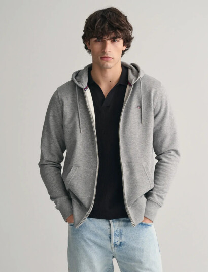 GANT Reg Shield Full Zip Hoodie - Grey - XXXL GANT Reg Shield Full Zip Hoodie - Grey - XXXL