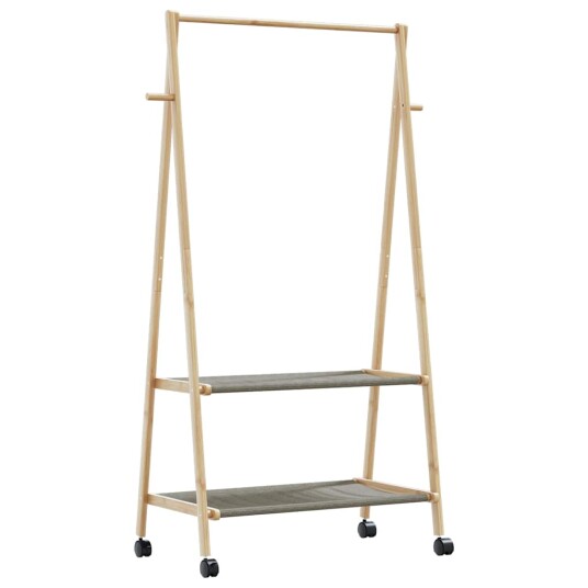  Klesstativ med hyller og hjul 96x45,5x155,5 cm bambus 8721102642920