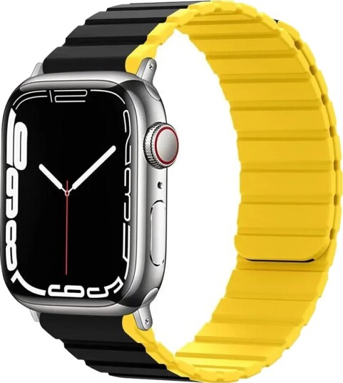 Lippa Apple Watch (42/44/SE/45/49mm) Magnetisk Silikon Multi Reim - Svart / Gul