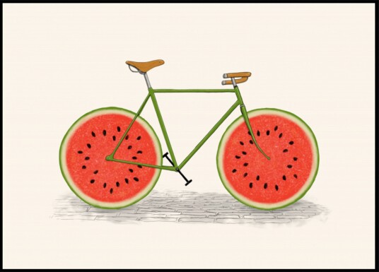 Watermelon Bicycle Plakat / 21x30 Watermelon Bicycle Plakat / 21x30