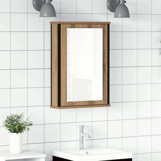 Baderomshylle med speil artisan eik 42x12x60 cm konstruert tre