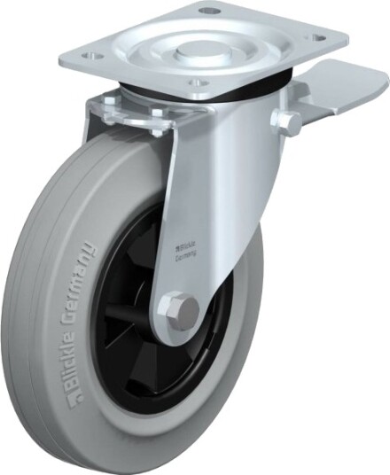 Blickle 85076 L-Vpp 200R-St-Sg Styrehjul Med Brems – Hjuldiameter 200 Mm, Lasteevne (Maks.) 205 Kg – 1 Stk