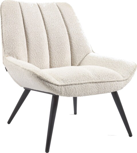Kave Home Marline Loungestol, Hvit Lammeskinn-look/Sort Metall Unoliving 1694417-01-0 1670431-01-0