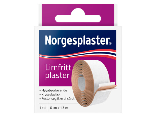 Norgesplaster Limfritt plaster 6cm x 15m Norgesplaster Limfritt plaster 6cm x 15m