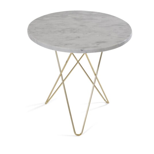 Ox Denmarq Tall mini O sidebord Ø50 H50, messing understell hvit marmor