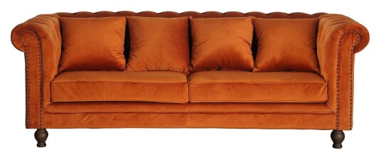 Venture Design Velvet 3-pers. Sofa, Rusty Orange Velour