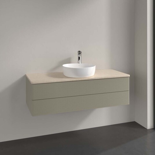 Villeroy & Boch Antao Servantskap med 2 skuffer 120x50x36 cm m/lys Steingrå/Crème