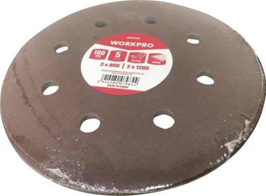Workpro Wp407215 Slipepapir Til Slipeplate Ø 180 Mm 5 Stk