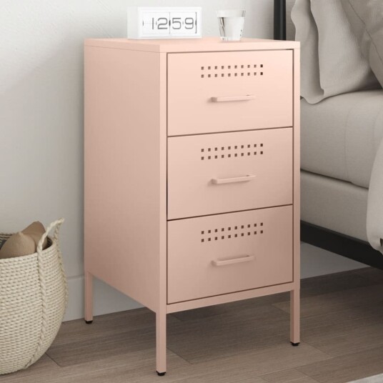 Nattbord rosa 36x39x68 cm kaldvalset stål 843080