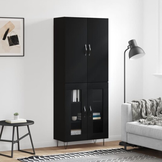 vidaXL Highboard svart 69,5x34x180 cm konstruert tre 8720845474881