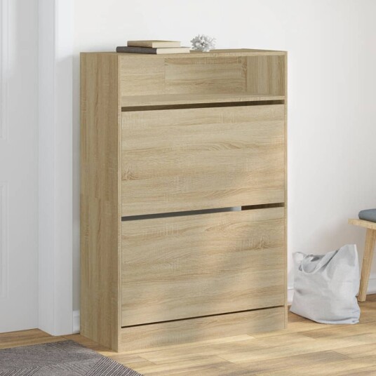  Skoskap med 2 vippeskuffer sonoma eik 80x34x116 cm 8721012386020