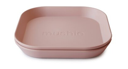 mushie Firkantet tallerken 2 stk, Blush mushie Firkantet tallerken 2 stk, Blush