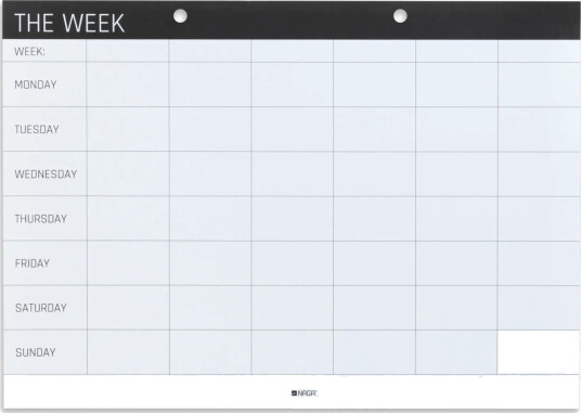 Ugeplan A4 Blok Med 52 Ark 1X21x30 Mm - Engelsk Tekst Ugeplan A4 Blok Med 52 Ark 1X21x30 Mm - Engelsk Tekst