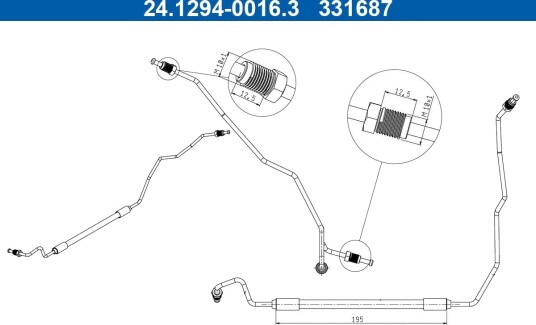 ATE 24.1294 0016.3 Bremseslange ATE 24.1294 0016.3 Bremseslange