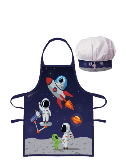BrandMac Kids Apron + Hat - Nb 023 Astronaut - Multi/patterned - ONE SIZE BrandMac Kids Apron + Hat - Nb 023 Astronaut - Multi/patterned - ONE SIZE