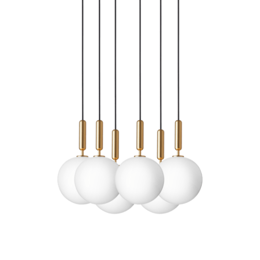 Nuura Miira 6 Taklampe Stor Messing og Opal