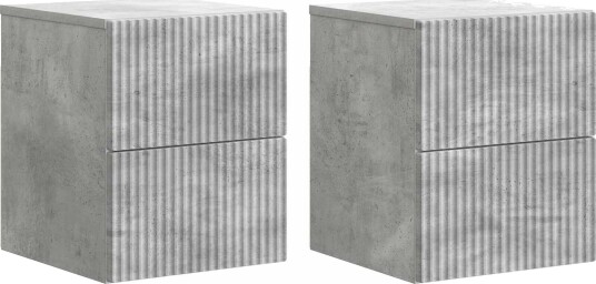  Vegghengt Nattbord med skuff 2 pcs Betonggrå 33 x 34,5 x 40 cm