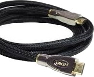 Tilkoblingskabel Høyhastighets Hdmi® Med Ethernet 4K2k / Uhd Gullbelagte Kontakter Ofc Svart Nylonfletting 1,5 M Python® Serien Gc M0016