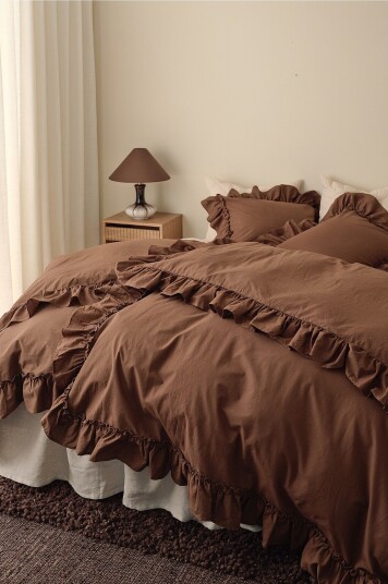 Ellos Home   Sengesett Juliette Frill 2 eller 3 stykker   Brun
