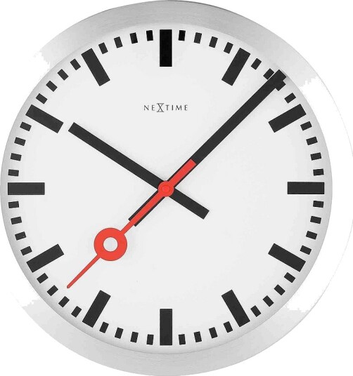 NeXtime Veggklokke Station Stripe diameter 35 cm Hvit