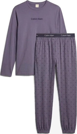 Calvin Klein Holiday Ls Tee Jogger Set   GRISAILLE TOP W DIAMOND LOGO GRISAI   M