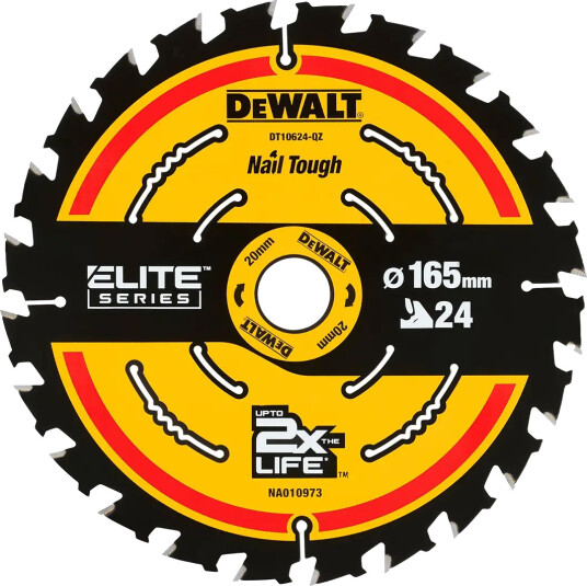 Dewalt DT10624 165mm Sagblad 24T for Tresaging - Oppladbart Dewalt DT10624 165mm Sagblad 24T for Tresaging - Oppladbart