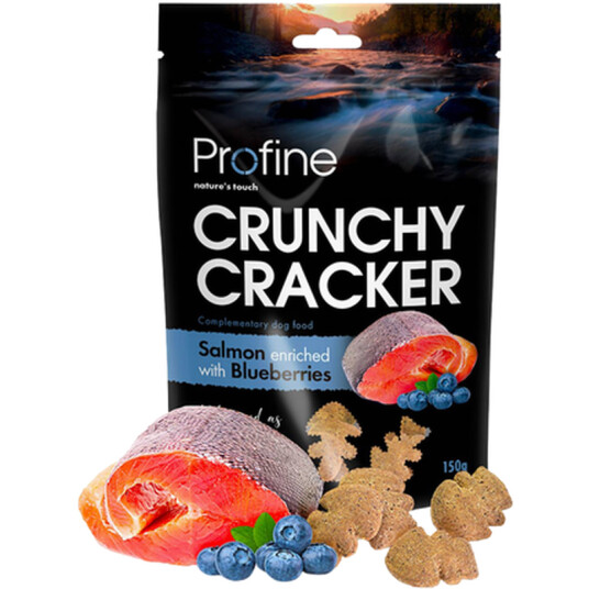 Dog Crunchy Cracker Beriket Med Laks Og Blåbær 150 G