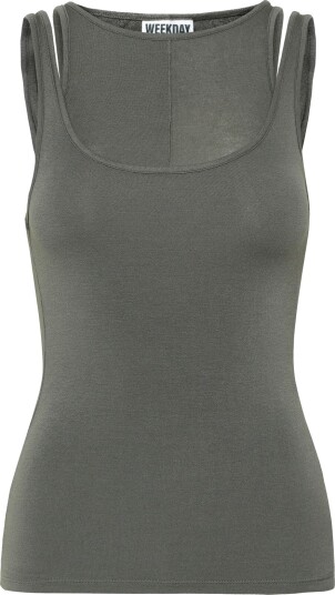 Weekday Layered Tank Khaki green XS