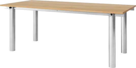 Atura Spisebord 200x90 cm, Rustfritt Stål / Natural Oak