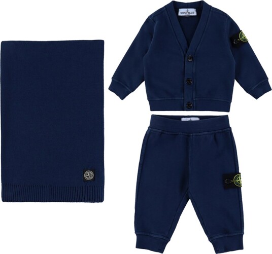 Stone Island Gaveeske - Cardigan/Joggebukser/Teppe - Navy Blue - Stone Island - 9-12 md - Cardigan - Blå - 74-80
