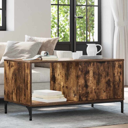 vidaXL Kaffebord Røkt eik 90 x 49 x 46 cm Konstruert tre