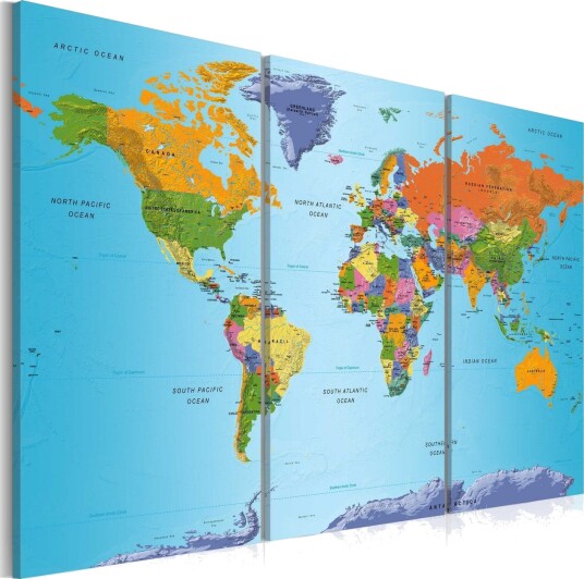 Bilde World Map Colourful Note 90x60 Artgeist sp. z o. o.