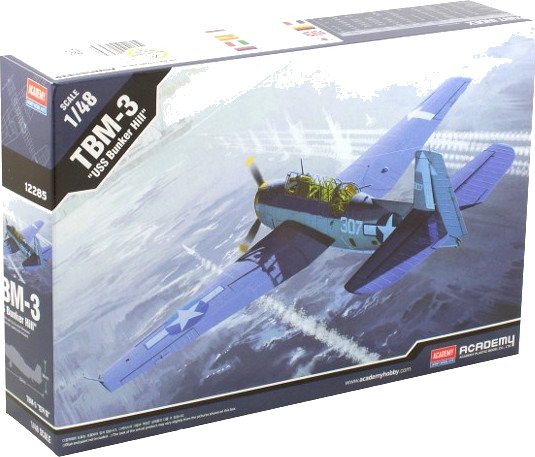 Academy 12285 TBM-3 USS Bunker Hill Avenger Modellfly Byggesett 1:48