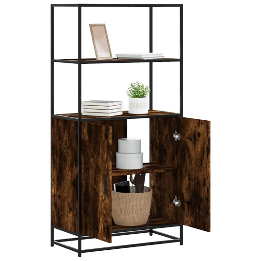 Highboard røkt eik 68x35x139 cm konstruert tre og metall 8721102841101 Highboard røkt eik 68x35x139 cm konstruert tre og metall 8721102841101