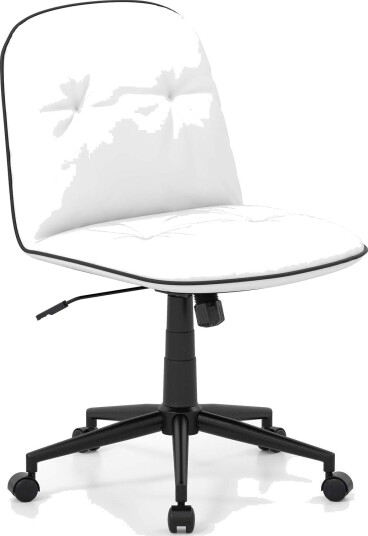 Hvit armlenløs kontorstol – justerbar ergonomisk svingbar
