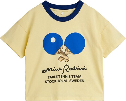 Mini Rodini Table Tennis Contrast Rib Sp Ss Tee   Yellow   92/98