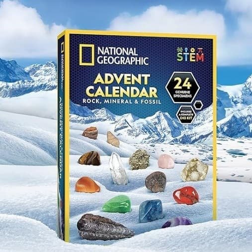 National Geographic Edelsten Julekalender   Nedtellingskalender til julen 2026 for barn 24 edelstener å åpne hver dag komplett stein