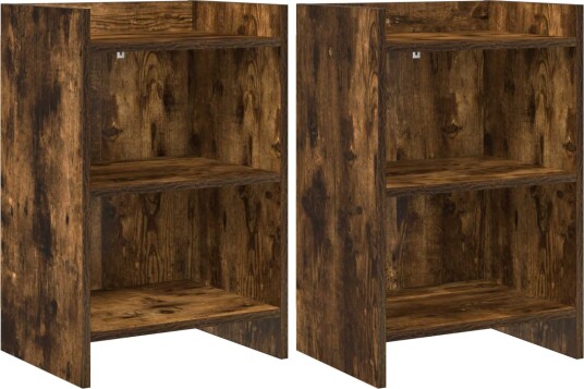  Nattbord 2 pcs Røkt Eik 40 x 30 x 60 cm Konstruert tre
