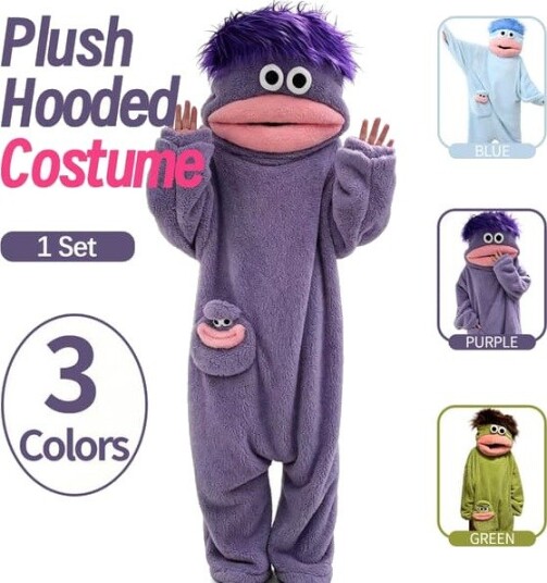 Halloween Big Mouth Monster Onesie i Plysj Lilla S YH Z